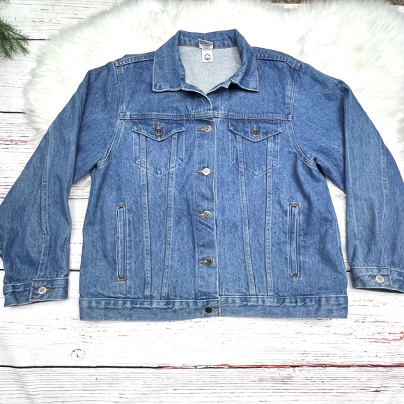 ↪️(relisted!)VINTAGE•RARE•own your! |•CURVES•| A of M Oversized Denim Jean Jacke - Picture 2 of 16